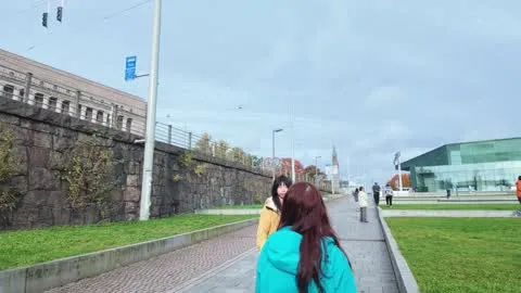 路上合影